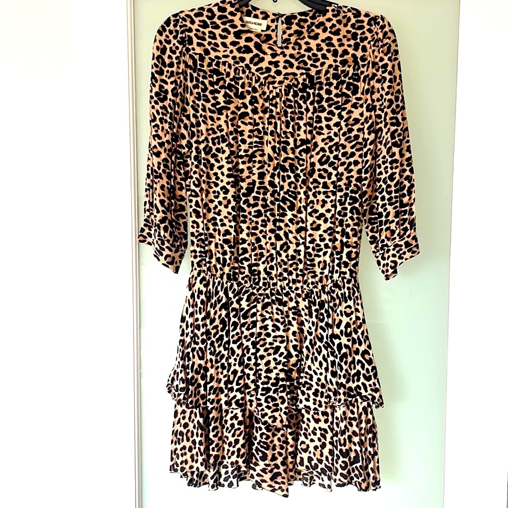Zadig & Voltaire Leopard Print Mini Dress | XS | Chic Boho Rock Style